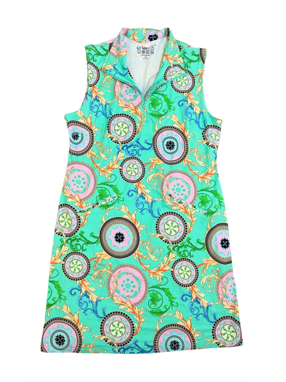 IBKUL Womens Debbie Print Sleeveless Zip Mock Golf Dress Size XL - Picture 2 of 6